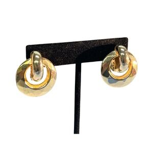Vintage Marino Gold Tone Clip On Earrings Statement Bold Textured Old Money